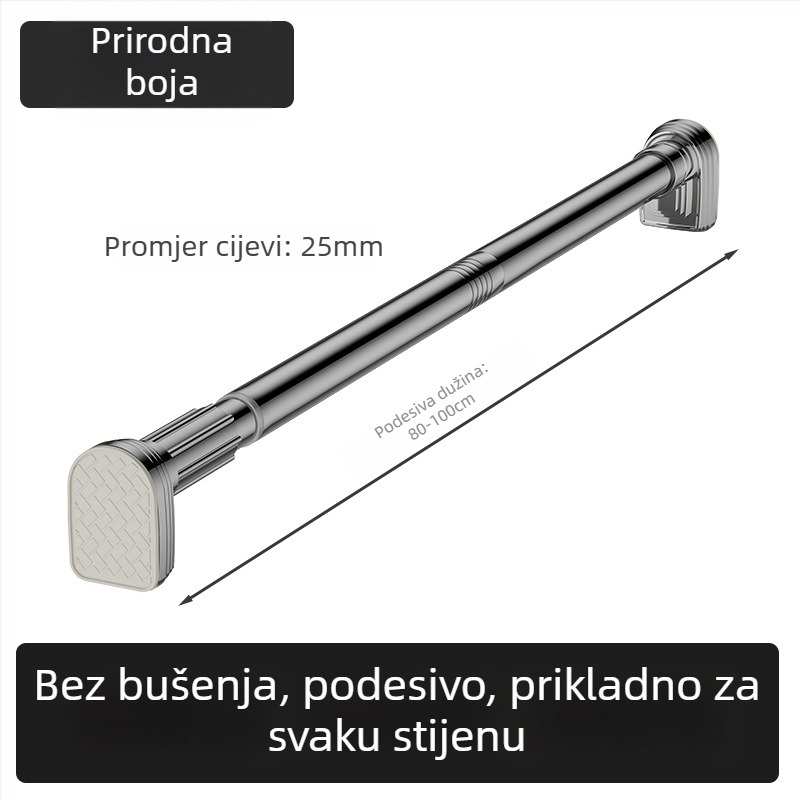 Kingsborough teleskopna šipka za zavjese za tuširanje i suđenje odjeće — nehrđajući čelik + ABS, prilagodljiva, odvojiva, lagan luksuz stil