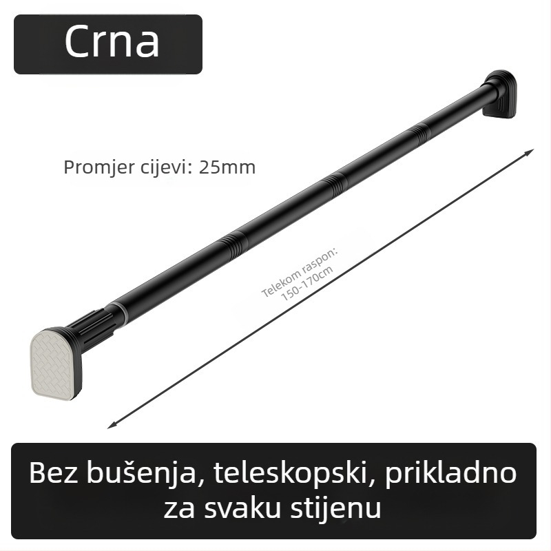 Kingsborough teleskopna šipka za zavjese za tuširanje i suđenje odjeće — nehrđajući čelik + ABS, prilagodljiva, odvojiva, lagan luksuz stil