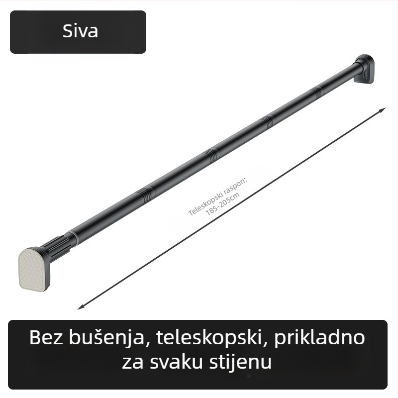 Kingsborough teleskopna šipka za zavjese za tuširanje i suđenje odjeće — nehrđajući čelik + ABS, prilagodljiva, odvojiva, lagan luksuz stil