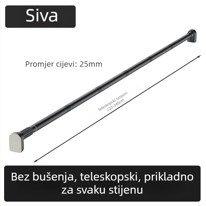 Kingsborough teleskopna šipka za zavjese za tuširanje i suđenje odjeće — nehrđajući čelik + ABS, prilagodljiva, odvojiva, lagan luksuz stil