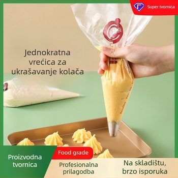 Jednokratna vrećica za ukrašavanje kolača, prozirna trokutasta, debele, prehrambene PE materijala, 100 komada u pakiranju
