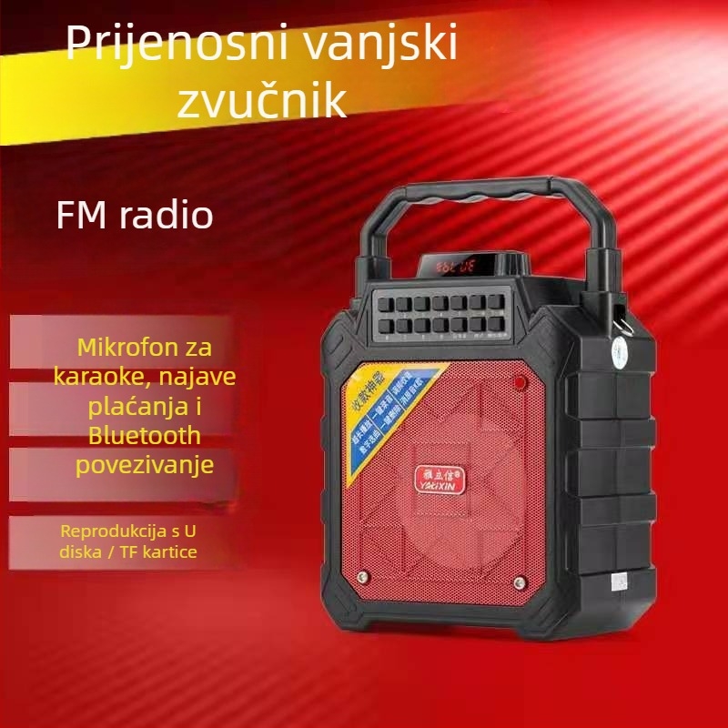 Yalixin HFC-902 Prijenosni Bluetooth zvučnik za karaoke i kvadratni ples, 15W, Bluetooth 5.0, ugrađena 4000mAh baterija, 100Hz-20kHz