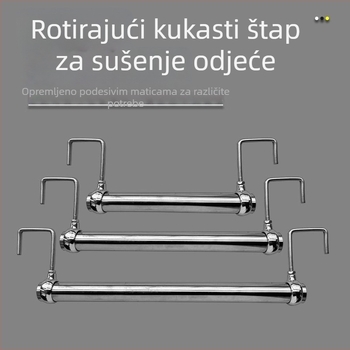 Nehrđajući čelični teleskopski rotirajući štap za vješanje odjeće, pogodna za dvokatni krevet i studentski dom