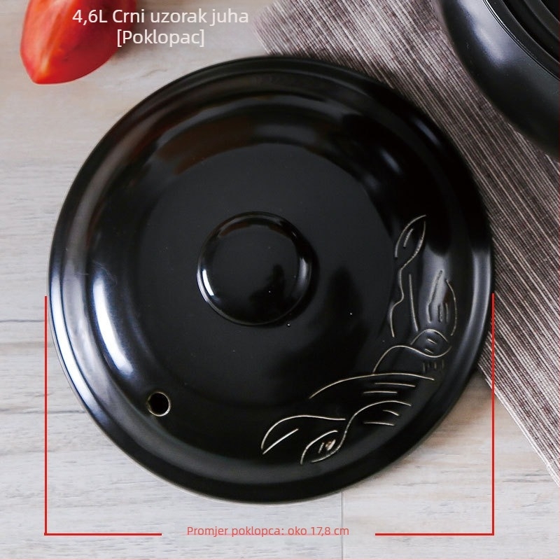 Keramički emajlirani poklop za posude 2,1–3 L, kompatibilan s univerzalnim štednjakom, non-stick površina, pogodan za juhe i glinene lonce