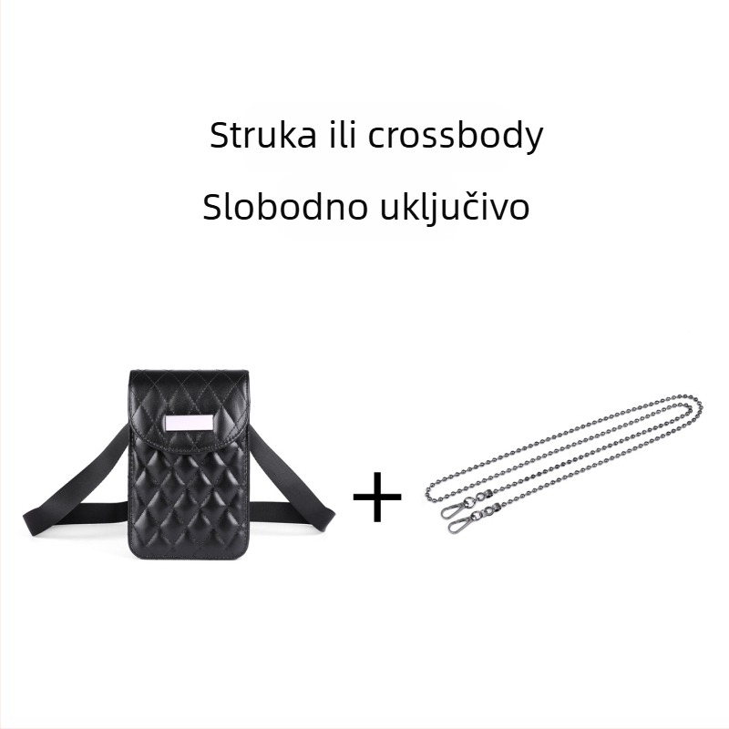 Krosbody torba za rame s lancem, kvilti uzorak, PU materijal, zatvaranje na zip, laminirani unutarnji džep