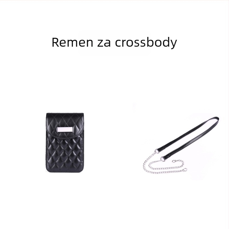 Krosbody torba za rame s lancem, kvilti uzorak, PU materijal, zatvaranje na zip, laminirani unutarnji džep