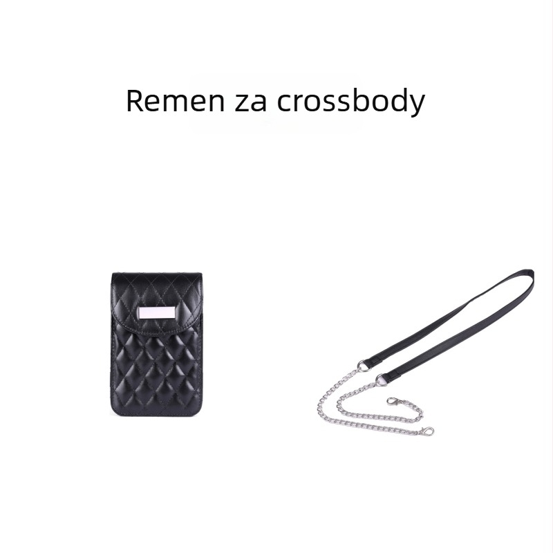 Krosbody torba za rame s lancem, kvilti uzorak, PU materijal, zatvaranje na zip, laminirani unutarnji džep