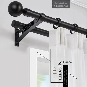 Držač zavjese šipke s debelim dizajnom za Nordic-Roman šipku | Materijal: cinkova legura | Moderni minimalistički stil | Kompatibilan s jednostrukom ili dvostrukom šipkom | Bočni gornji montažni nosač