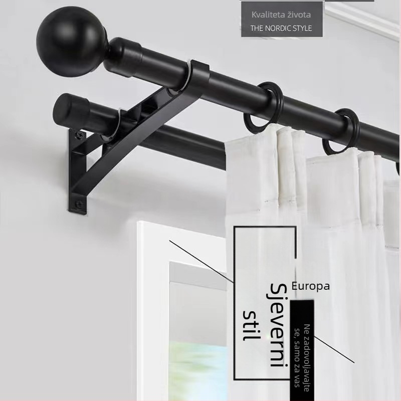 Držač zavjese šipke s debelim dizajnom za Nordic-Roman šipku | Materijal: cinkova legura | Moderni minimalistički stil | Kompatibilan s jednostrukom ili dvostrukom šipkom | Bočni gornji montažni nosač