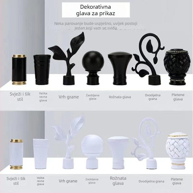 Držač zavjese šipke s debelim dizajnom za Nordic-Roman šipku | Materijal: cinkova legura | Moderni minimalistički stil | Kompatibilan s jednostrukom ili dvostrukom šipkom | Bočni gornji montažni nosač