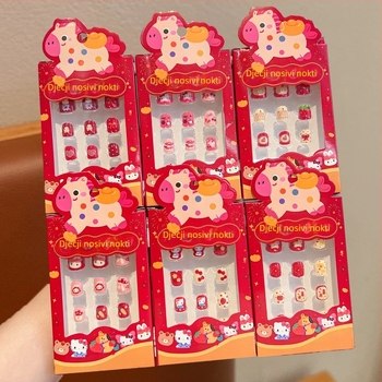 Naljepnice za nokte za djecu – Godina konja 2026, Slatki crtani uzorak za djevojčice, Kod ET-XN479-YXY-RX14-XP