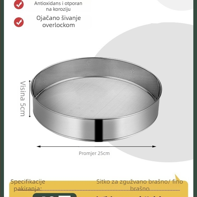 Sito za brašno od 304 nehrđajućeg čelika s ultrafinom mrežom 40/60 za pečenje