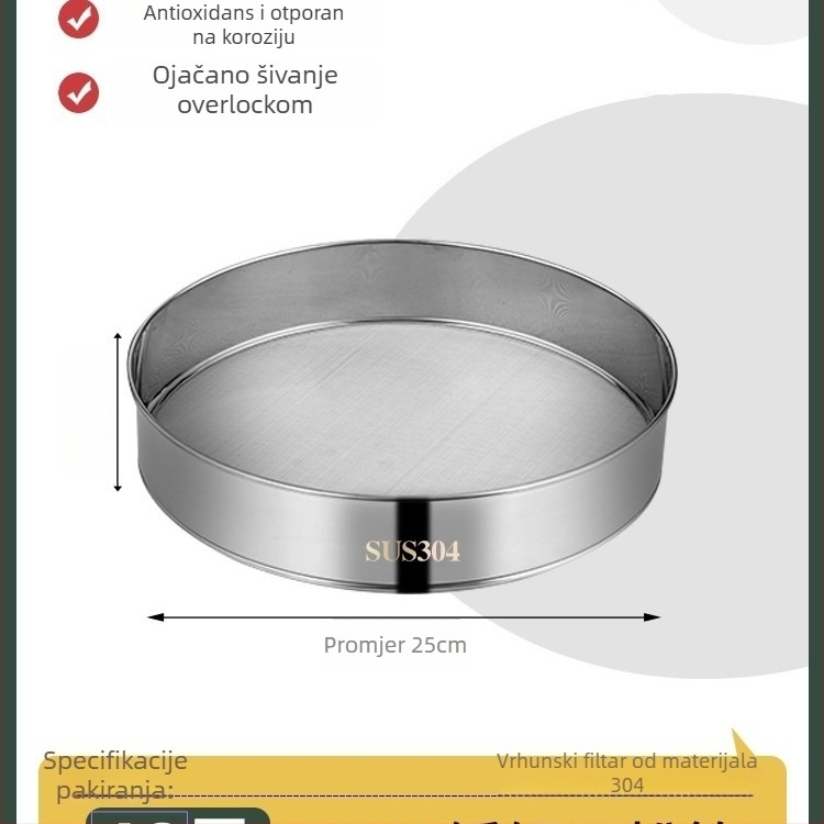 Sito za brašno od 304 nehrđajućeg čelika s ultrafinom mrežom 40/60 za pečenje
