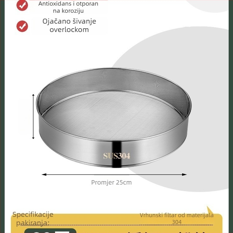 Sito za brašno od 304 nehrđajućeg čelika s ultrafinom mrežom 40/60 za pečenje