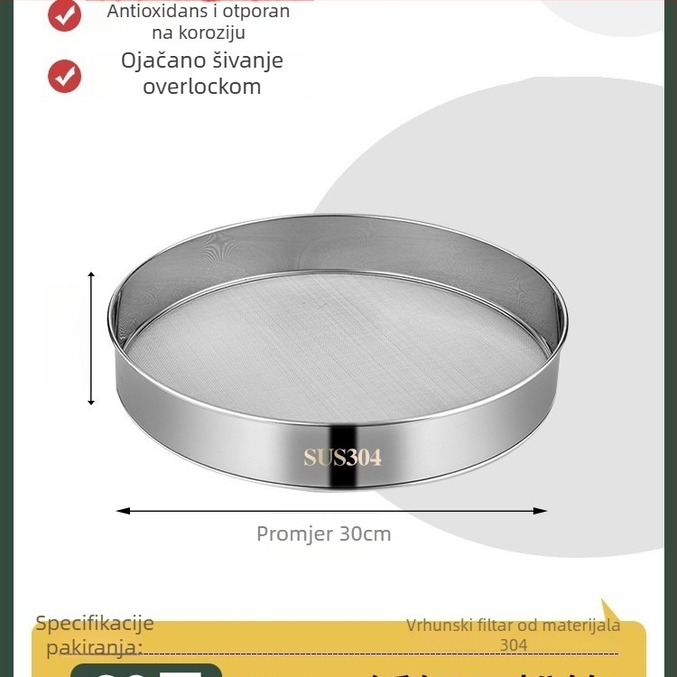 Sito za brašno od 304 nehrđajućeg čelika s ultrafinom mrežom 40/60 za pečenje