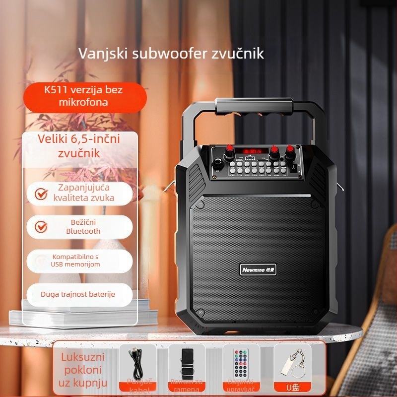 Bluetooth prijenosni zvučnik za dom i vani, bežično Bluetooth/USB/3,5 mm povezivanje, IPX4 vodootpornost, ugrađena baterija 1200–2000 mAh, frekvencijski raspon 40 Hz–20 kHz, SNR ≥100 dB