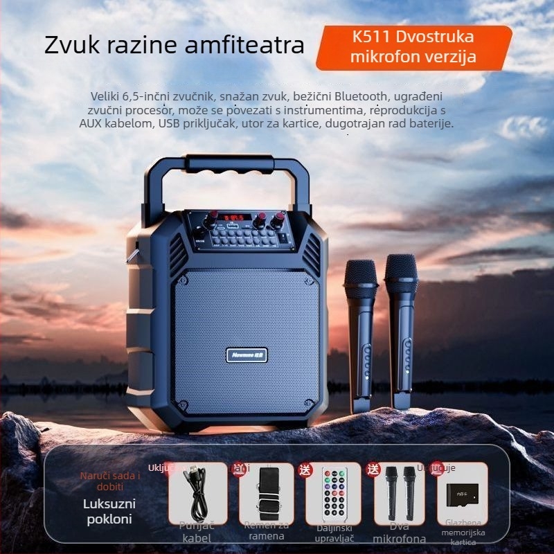 Bluetooth prijenosni zvučnik za dom i vani, bežično Bluetooth/USB/3,5 mm povezivanje, IPX4 vodootpornost, ugrađena baterija 1200–2000 mAh, frekvencijski raspon 40 Hz–20 kHz, SNR ≥100 dB