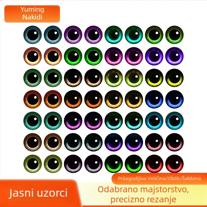 Okrugli stakleni oči za DIY nakit - materijal: staklo; postupak obrade: tiskanje; brend: Yu Ming; stil: crtani