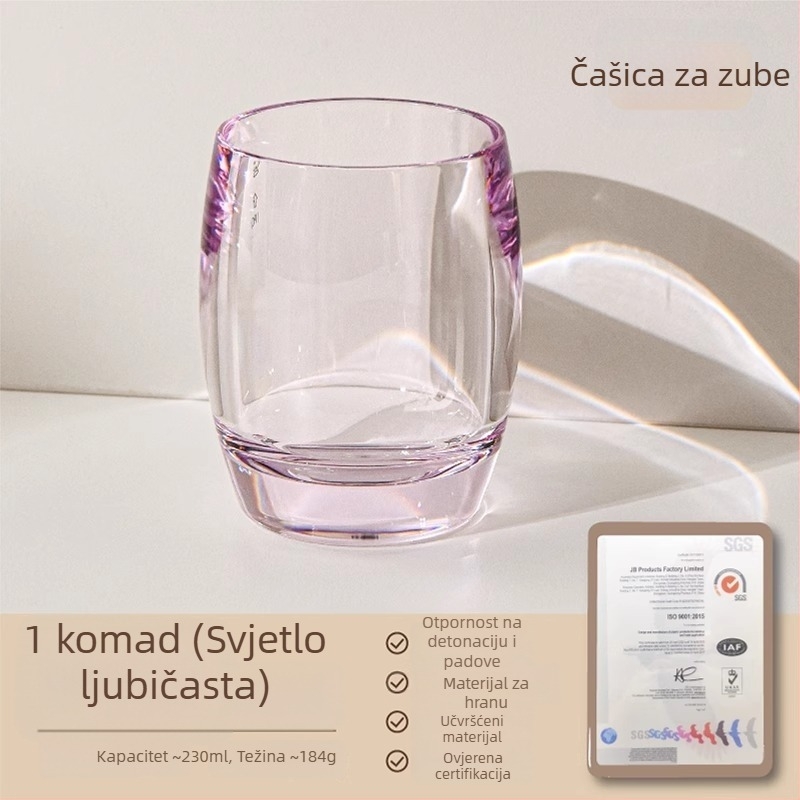 Čaša za čišćenje zubi, prozirna akrilna, debela, otporna na padanje, za parove (Materijal: Plastika; Specifikacije: PC za kontakt s hranom; Tisak loga: Da; Prilagođavanje: Da)