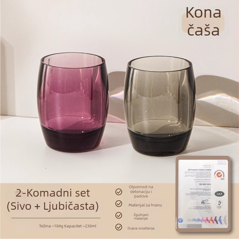 Čaša za čišćenje zubi, prozirna akrilna, debela, otporna na padanje, za parove (Materijal: Plastika; Specifikacije: PC za kontakt s hranom; Tisak loga: Da; Prilagođavanje: Da)