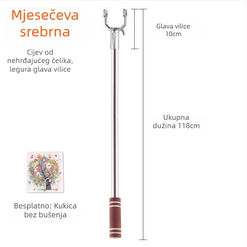 Nehrđajući čelični štap za sušenje odjeće na balkonu; Materijal: nehrđajući čelik; Kategorija: držač za odjeću; Primjena: balkon