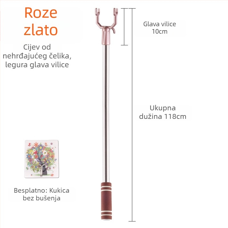 Nehrđajući čelični štap za sušenje odjeće na balkonu; Materijal: nehrđajući čelik; Kategorija: držač za odjeću; Primjena: balkon