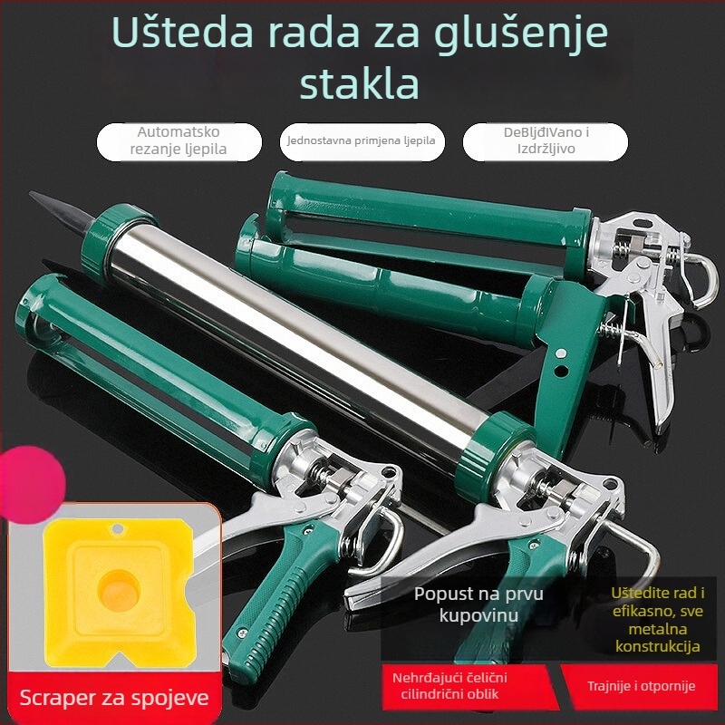 Pistolj za ljepilo za staklo, automatsko štedi rad, konstrukcijski pištolj za ljepilo za gradnju