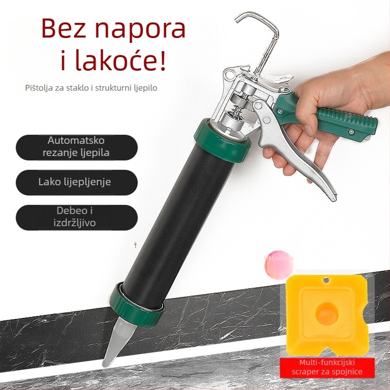 Pistolj za ljepilo za staklo, automatsko štedi rad, konstrukcijski pištolj za ljepilo za gradnju