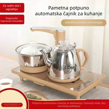Smart Speed Električno kuhalo za čaj s automatskim dopunjavanjem vode, nehrđajući čelik, 4u1 set, pakirano u pladanj