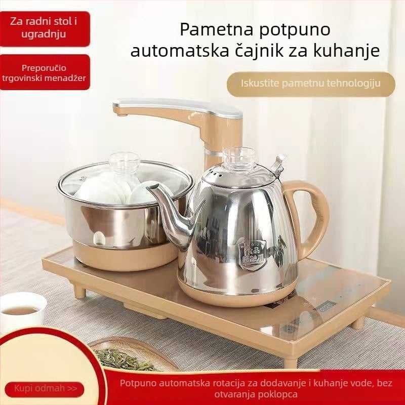 Smart Speed Električno kuhalo za čaj s automatskim dopunjavanjem vode, nehrđajući čelik, 4u1 set, pakirano u pladanj