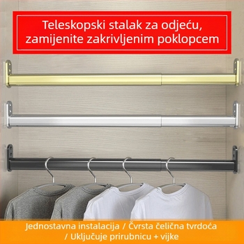 Nehrđajući čelik – teleskopska šipka za garderobu, unutarnji ormari, dodatak garderobe