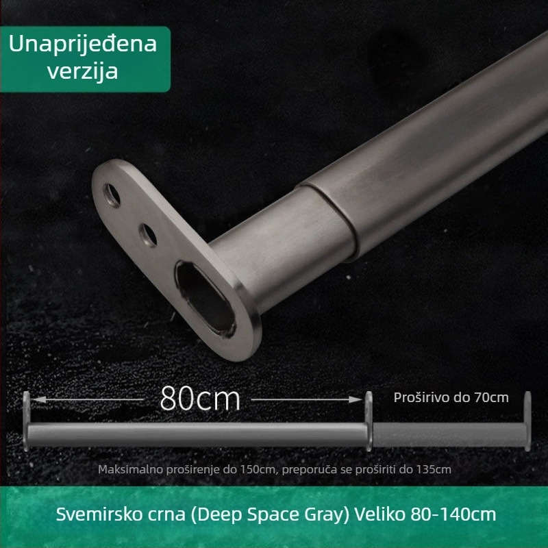 Nehrđajući čelik – teleskopska šipka za garderobu, unutarnji ormari, dodatak garderobe