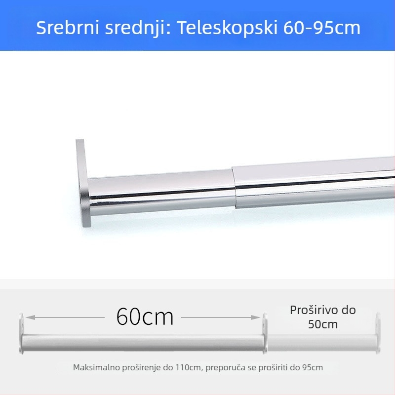 Nehrđajući čelik – teleskopska šipka za garderobu, unutarnji ormari, dodatak garderobe
