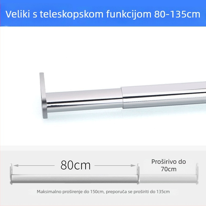 Nehrđajući čelik – teleskopska šipka za garderobu, unutarnji ormari, dodatak garderobe