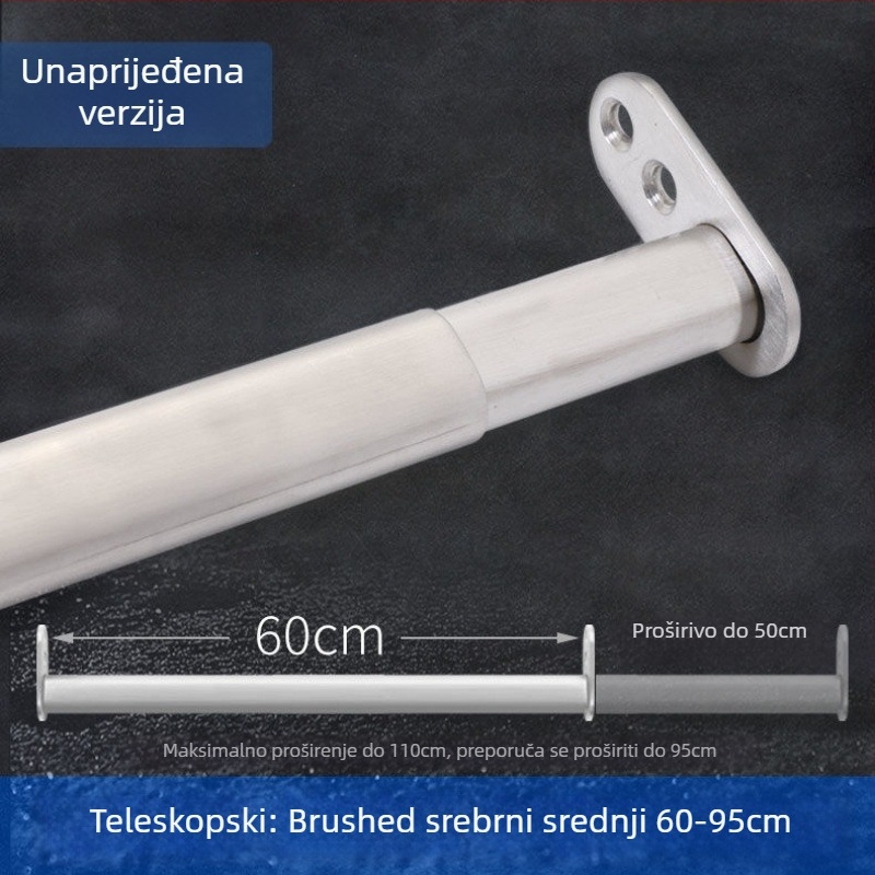 Nehrđajući čelik – teleskopska šipka za garderobu, unutarnji ormari, dodatak garderobe