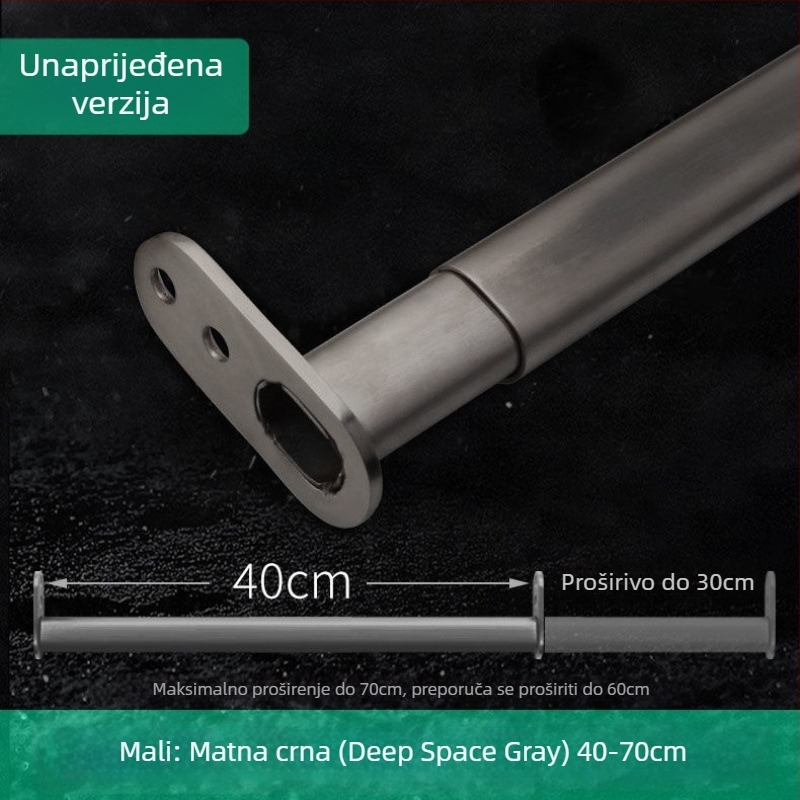 Nehrđajući čelik – teleskopska šipka za garderobu, unutarnji ormari, dodatak garderobe