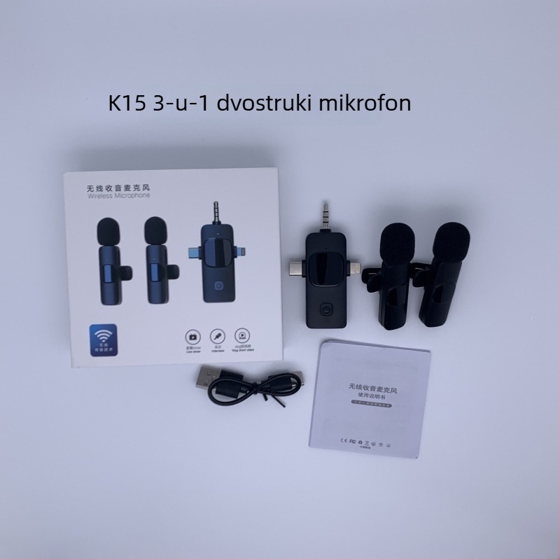 K9 lavalier mikrofon, žični za profesionalno snimanje i prijenos uživo, SNR ≥70 dB, ugrađena baterija, 5V/5W, trajanje 1-3 h