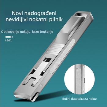 Sklopivi prijenosni alat za njegu noktiju s pilnikom i škaricama – nehrđajući čelik, model M080, prijenosno/ravno kućna upotreba, univerzalna upotreba