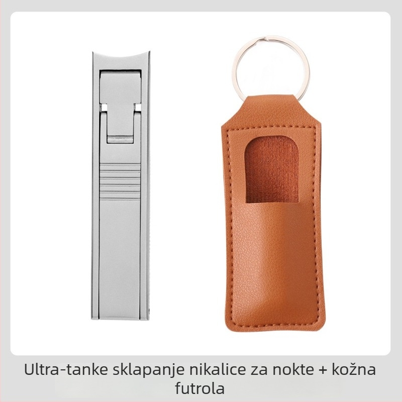 Sklopivi prijenosni alat za njegu noktiju s pilnikom i škaricama – nehrđajući čelik, model M080, prijenosno/ravno kućna upotreba, univerzalna upotreba