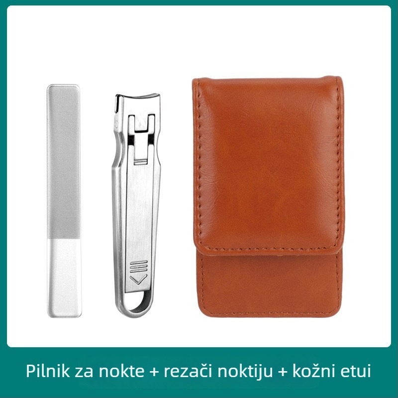 Sklopivi prijenosni alat za njegu noktiju s pilnikom i škaricama – nehrđajući čelik, model M080, prijenosno/ravno kućna upotreba, univerzalna upotreba