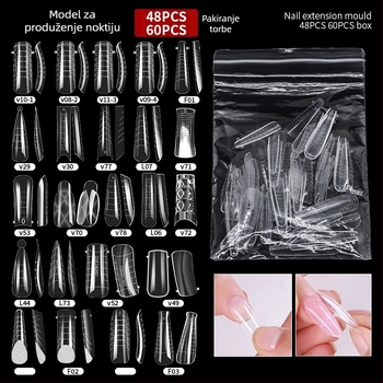 GNDG Model za produženje noktiju, plastični, serija kalupa za pladanj papira, uzorak kapljica vode, 48–60 komada