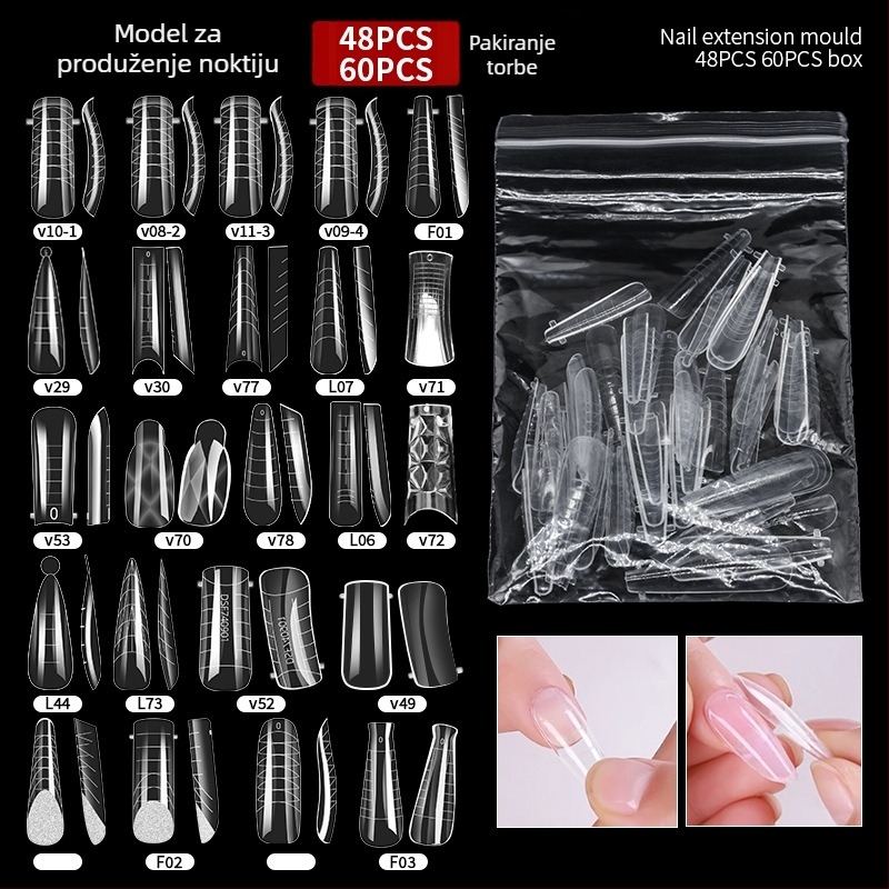GNDG Model za produženje noktiju, plastični, serija kalupa za pladanj papira, uzorak kapljica vode, 48–60 komada