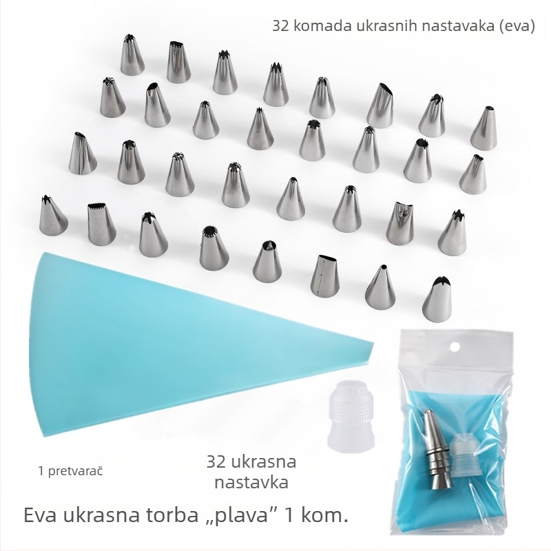 Set od nehrđajućeg čelika za ukrašavanje cijev i vrećica za ukrašavanje torti, pakirano u kutiji, moderni minimalistički stil