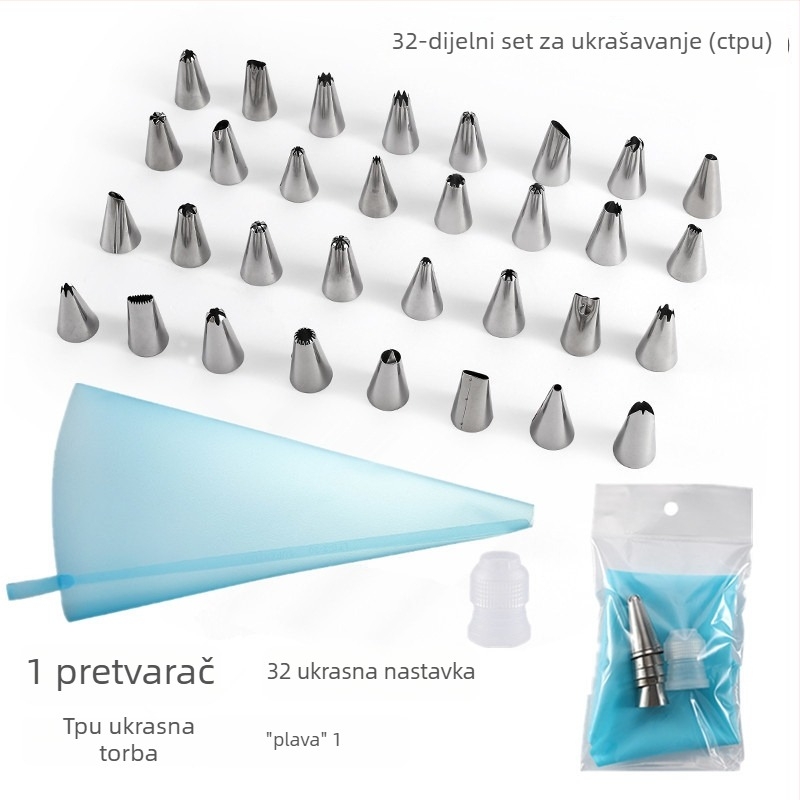 Set od nehrđajućeg čelika za ukrašavanje cijev i vrećica za ukrašavanje torti, pakirano u kutiji, moderni minimalistički stil