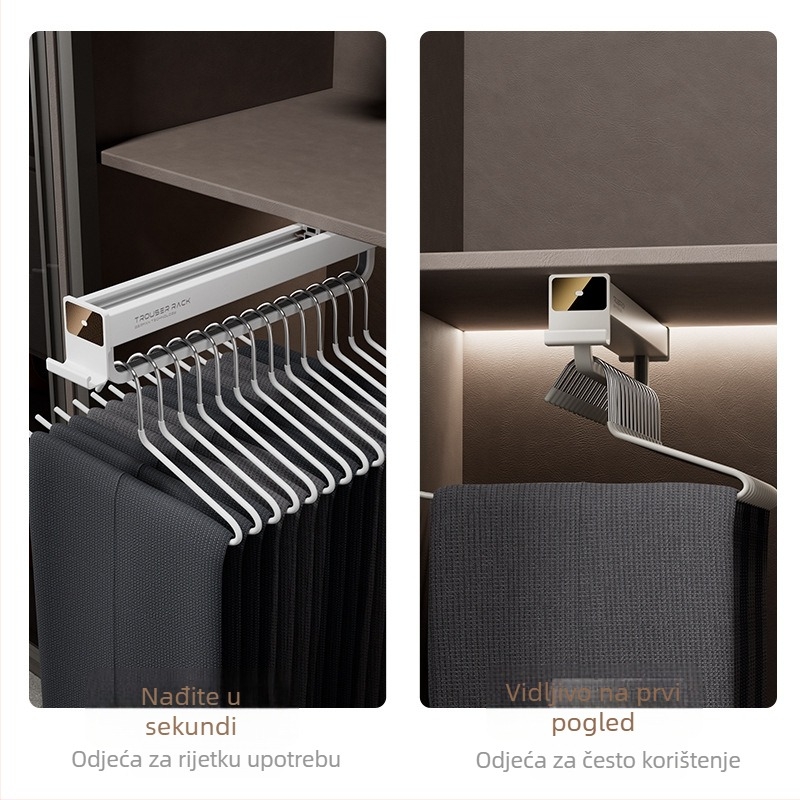 Izvlačni držač za hlače za garderobu, aluminijska legura, model JT-1012, marka Yamiwei, modern minimalistički stil