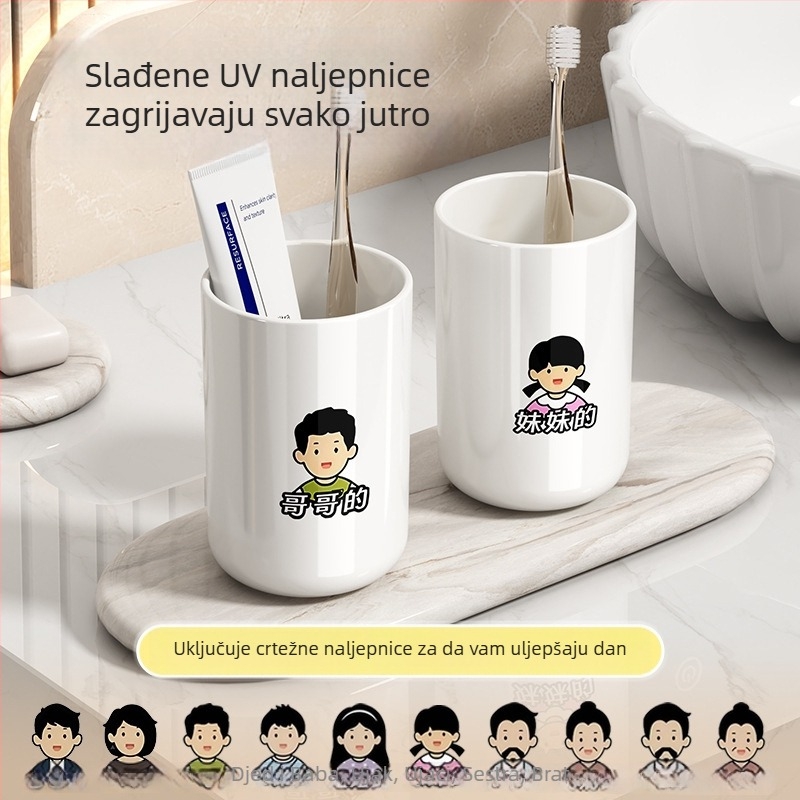Čašica za ispiranje usta i čašica za četkicu za zube – premium plastični set za kupaonicu za kućnu upotrebu, bez logotipa, bez prilagodbe