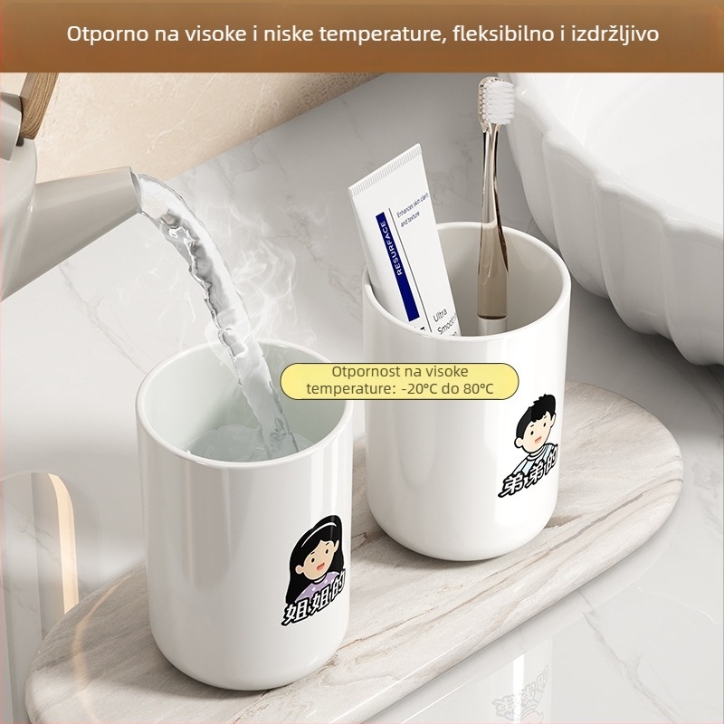 Čašica za ispiranje usta i čašica za četkicu za zube – premium plastični set za kupaonicu za kućnu upotrebu, bez logotipa, bez prilagodbe
