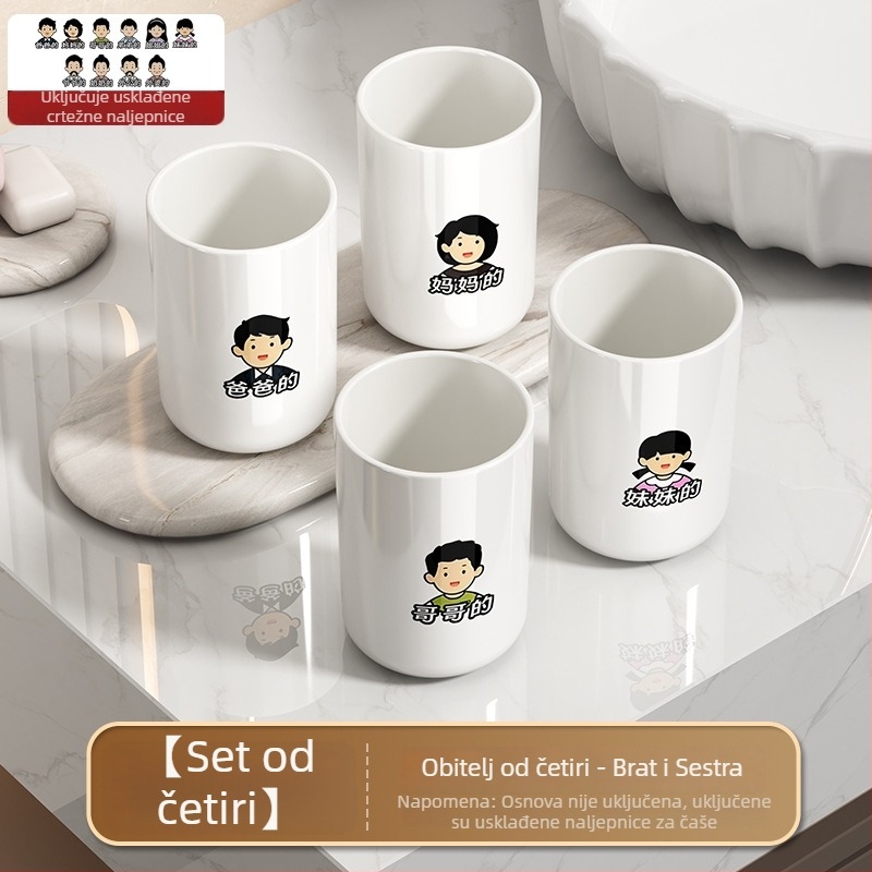 Čašica za ispiranje usta i čašica za četkicu za zube – premium plastični set za kupaonicu za kućnu upotrebu, bez logotipa, bez prilagodbe