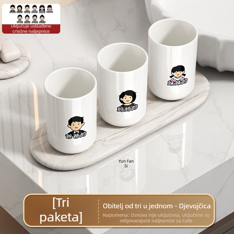 Čašica za ispiranje usta i čašica za četkicu za zube – premium plastični set za kupaonicu za kućnu upotrebu, bez logotipa, bez prilagodbe
