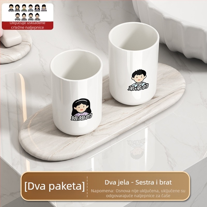 Čašica za ispiranje usta i čašica za četkicu za zube – premium plastični set za kupaonicu za kućnu upotrebu, bez logotipa, bez prilagodbe